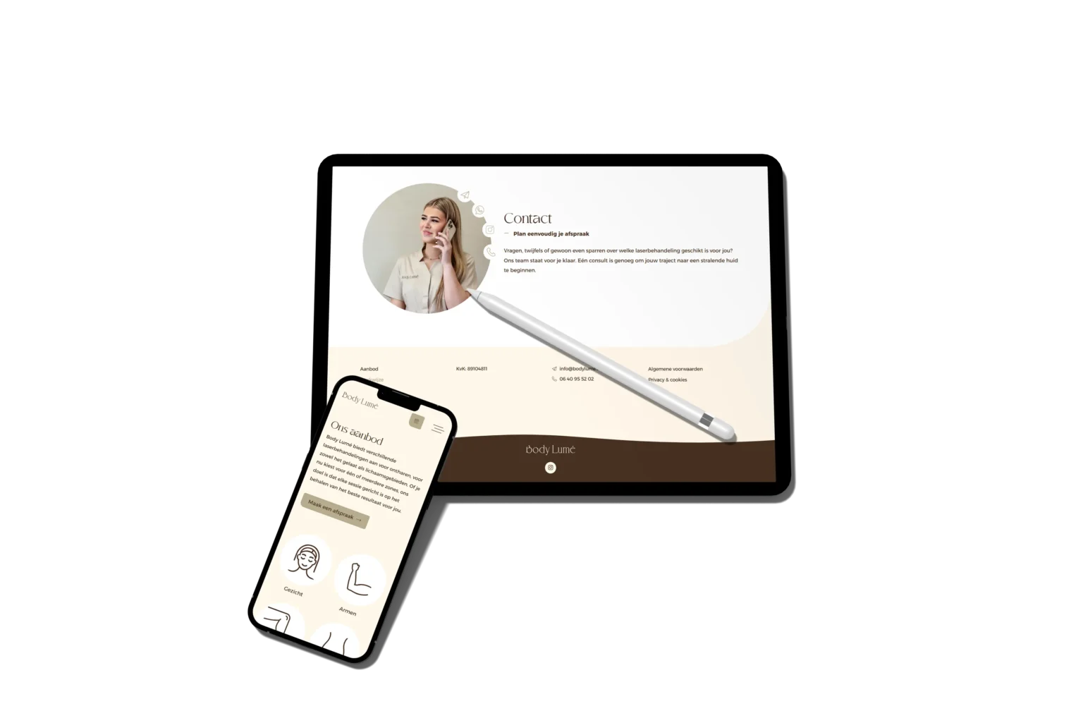 Bodylumé website case tablet en mobile