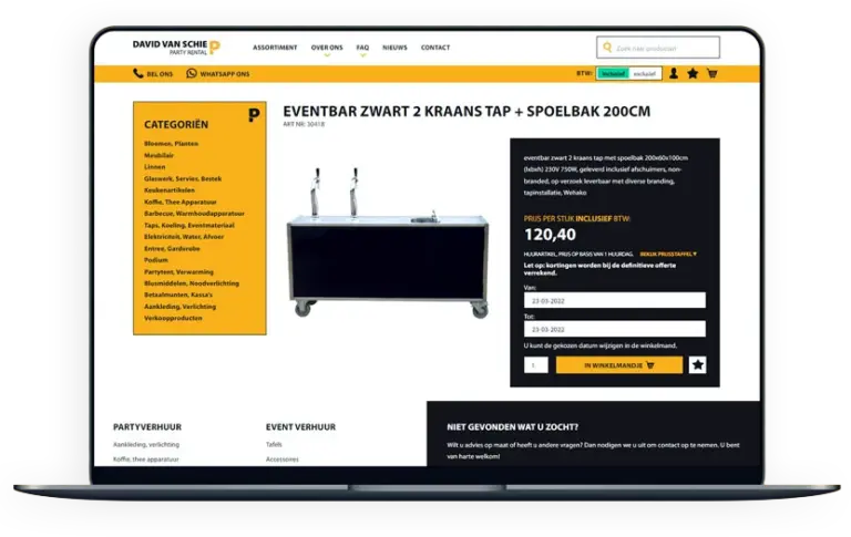 Partyrental webshop case