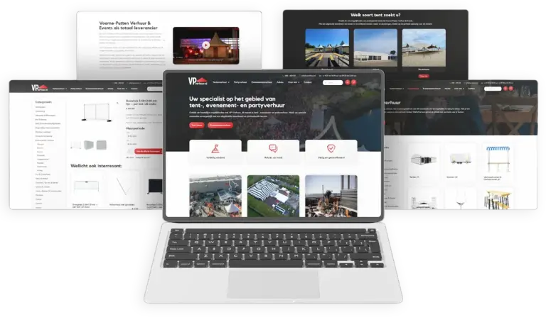 Desktop mockup VP verhuur webshop met koppeling case